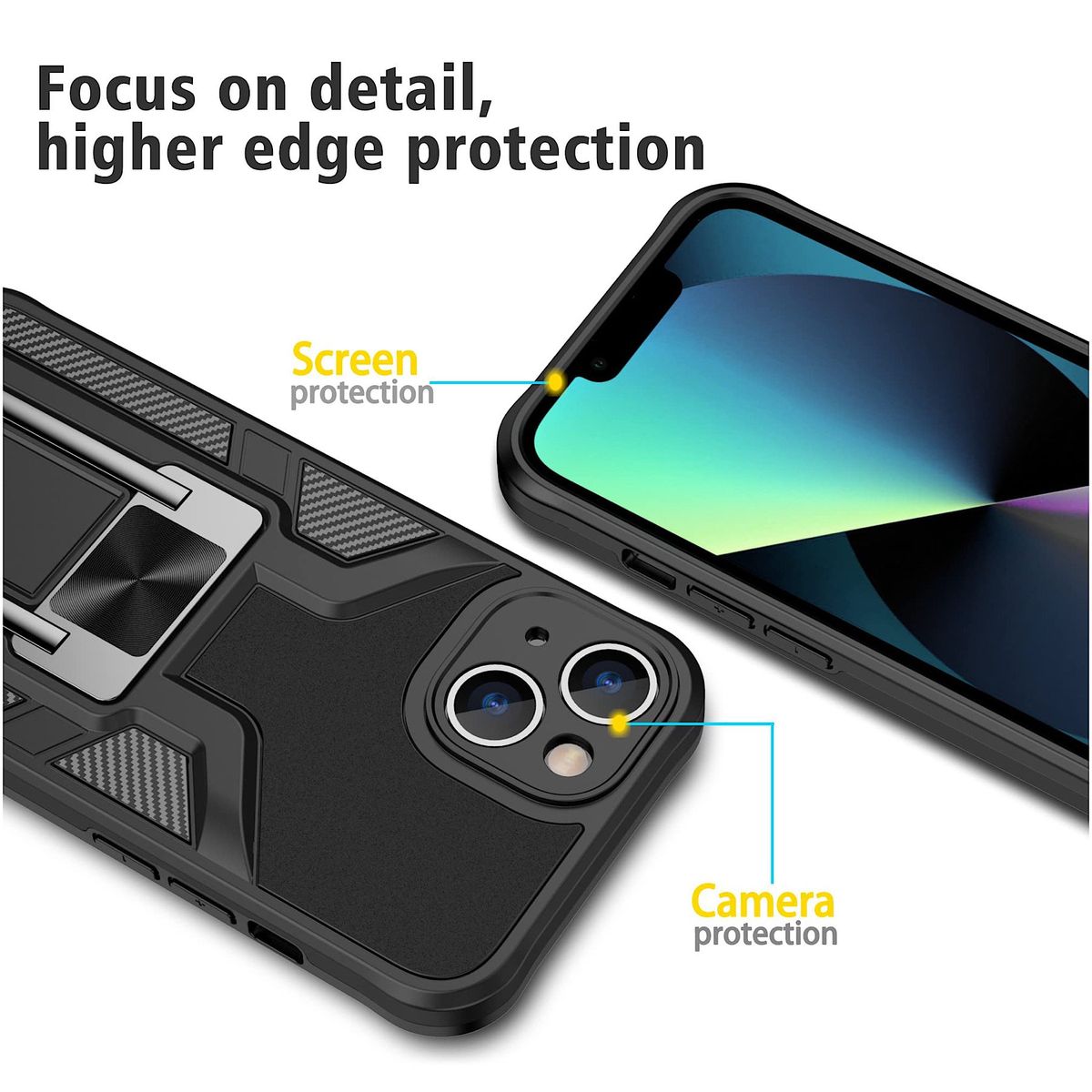 GENERICO - Carcasa Armor Para iPhone 14-13 Normal - Negro
