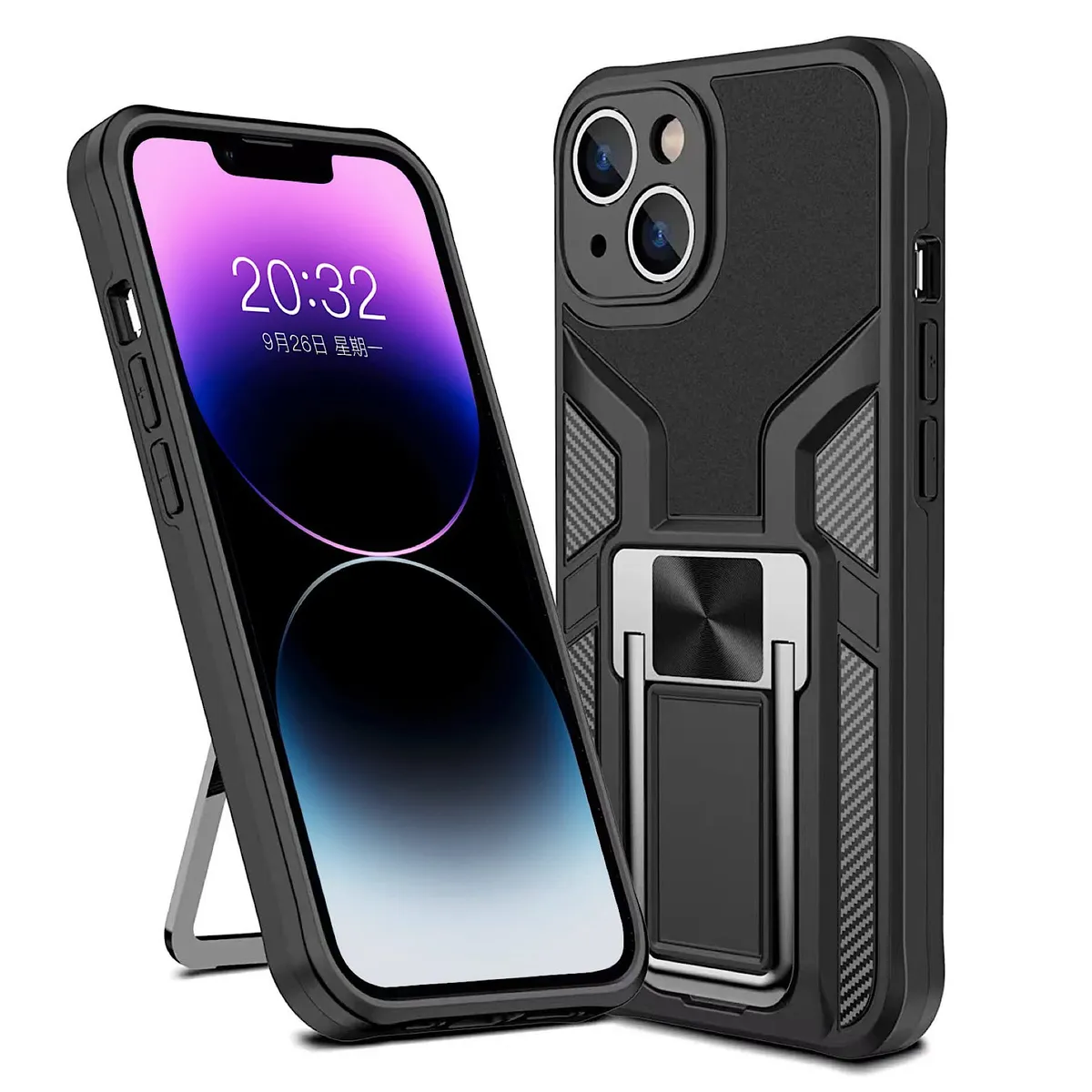 GENERICO - Carcasa Armor Para iPhone 14-13 Normal - Negro