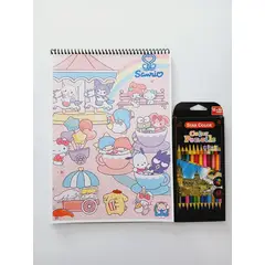 GENERICO - Libro para colorear mundo de sanrio + 24 lápices de colores
