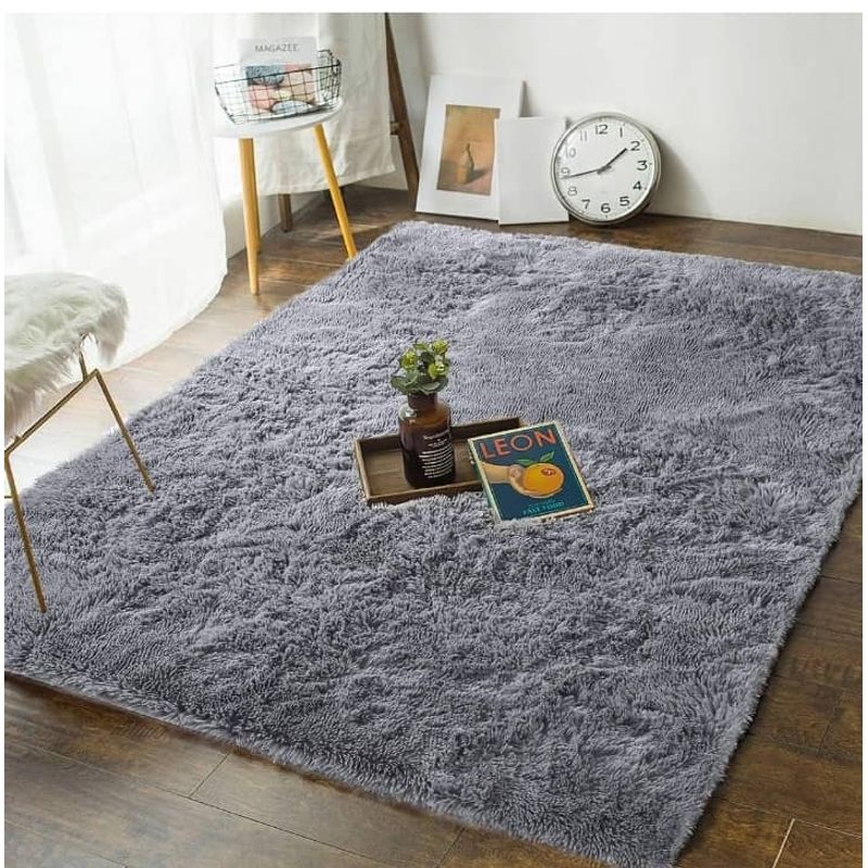 GENERICO - ALFOMBRA  GRIS PELUDA 180x200   SUAVE ANTIDEZLIZANTE Tf
