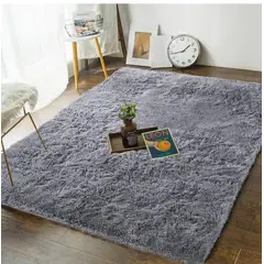 GENERICO - ALFOMBRA GRIS PELUDA 180x200  SUAVE ANTIDEZLIZANTE Tf
