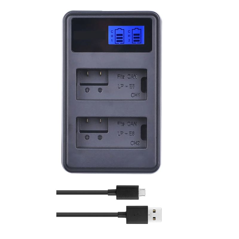 GENERICO - 3 BATERÍAS LP-E8 + CARGADOR DOBLE LC-E8 ALTERNATIVO CANON