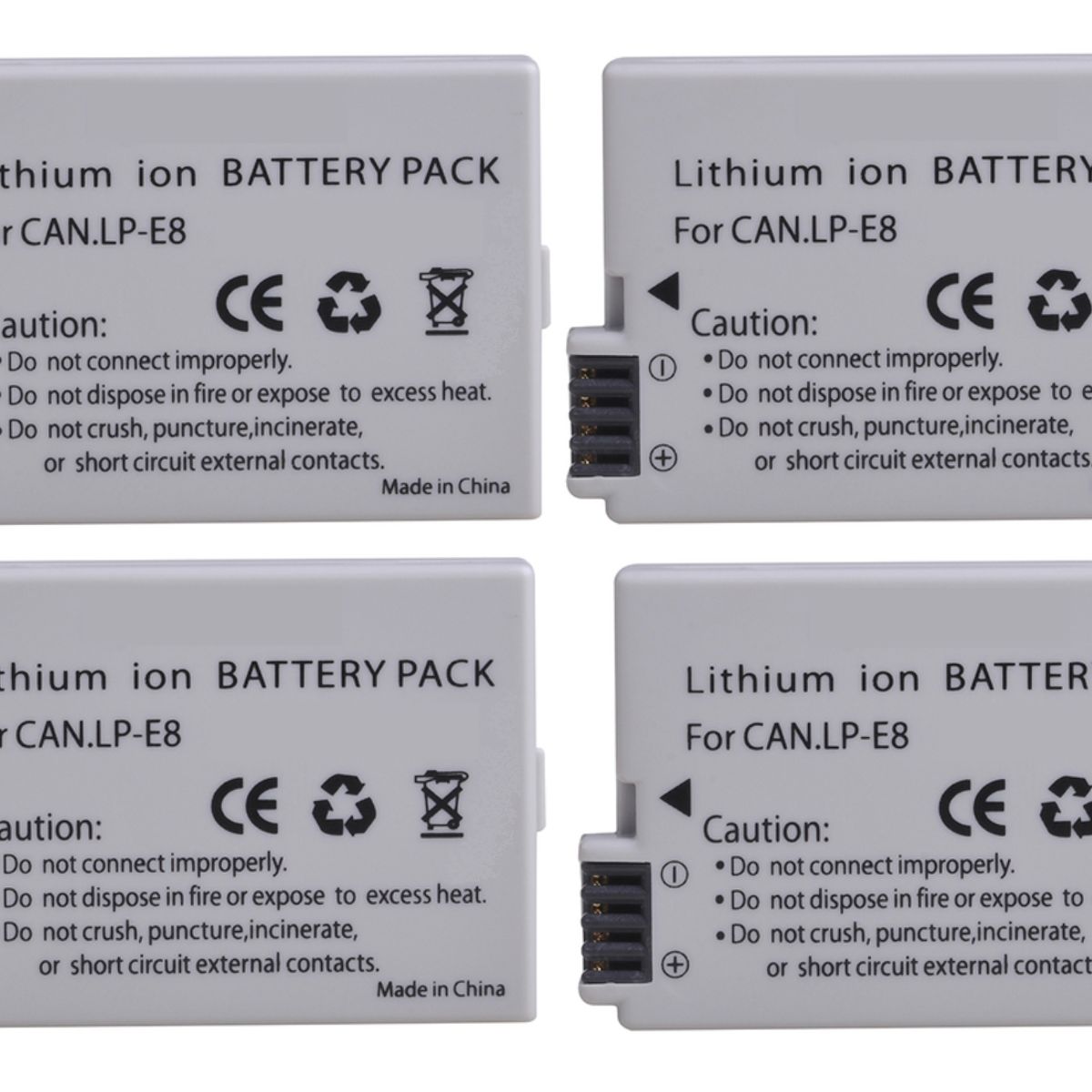 GENERICO - 4 BATERÍAS LP-E8 + CARGADOR DOBLE LC-E8 ALTERNATIVO CANON