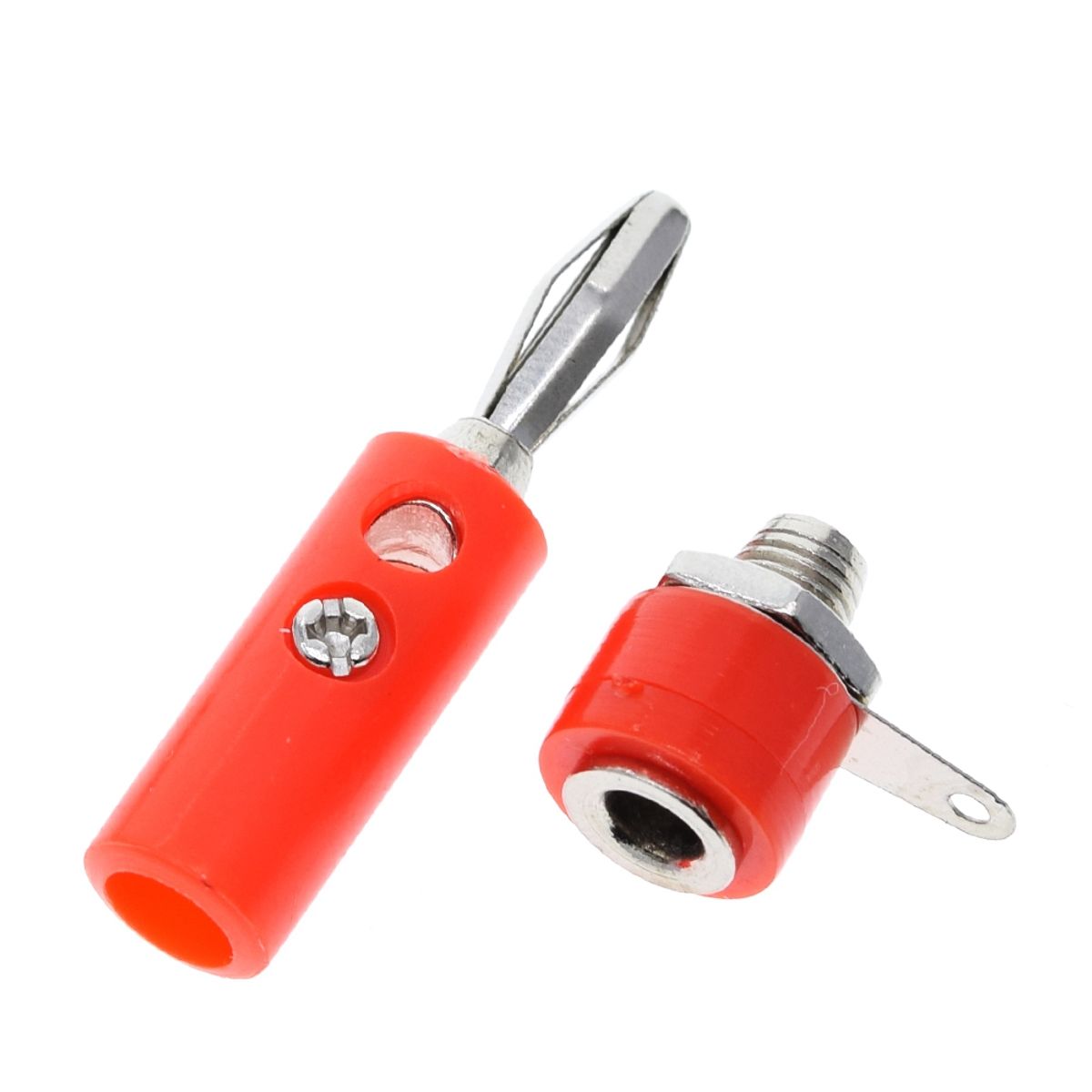GENERICO - Kit Conector Banana Aislado Rojo 4mm Macho y Hembra
