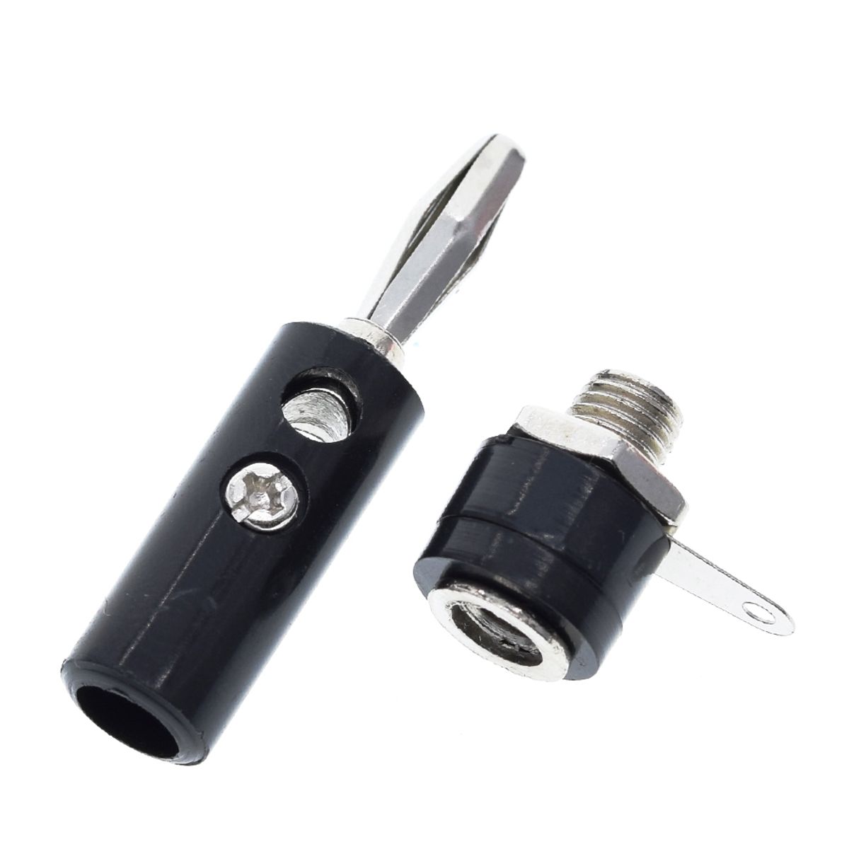 GENERICO - Kit Conector Banana Aislado Negro 4mm Macho y Hembra