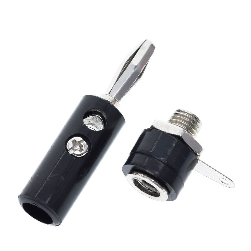 GENERICO - Kit Conector Banana Aislado Negro 4mm Macho y Hembra
