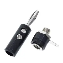 GENERICO - Kit Conector Banana Aislado Negro 4mm Macho y Hembra