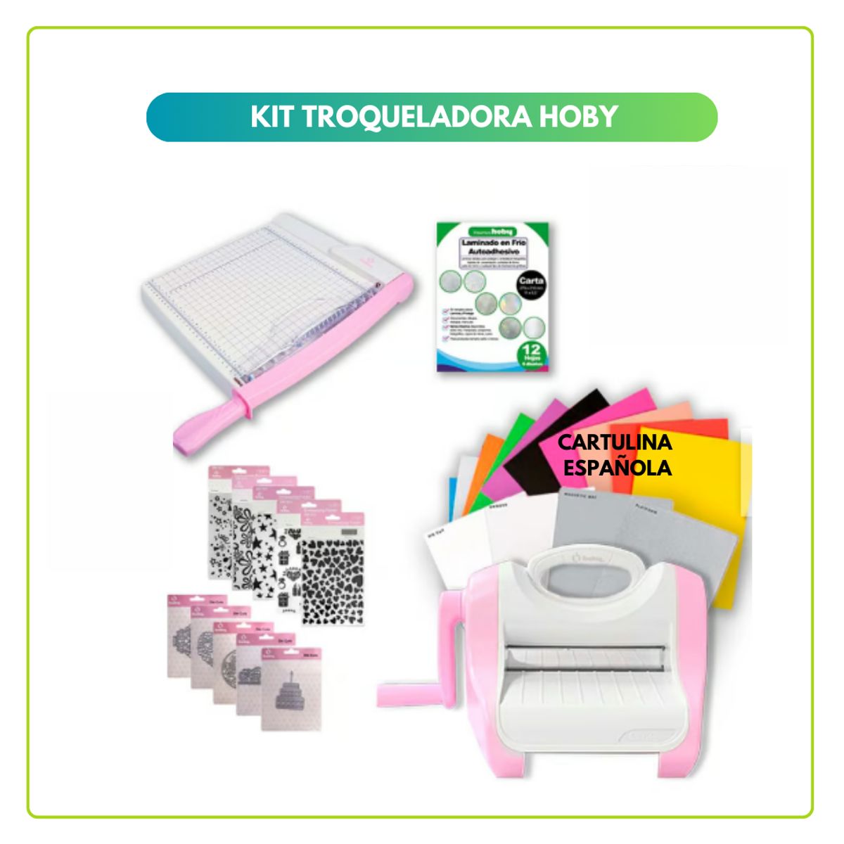 GENERICO - Troqueladora Hoby rosada Kit full papelería S8