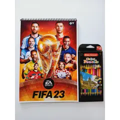 GENERICO - Libro para colorear de futbol fifa + 24 lápices de colores