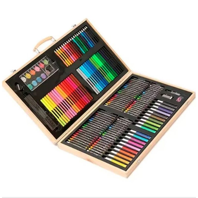 GENERICO - Set De Arte 180 Pcs Lapices Para Colorear Maleta De Madera