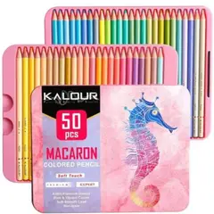 GENERICO - Set 50 Lapices Colores Macaron Arte Dibujo Caja Metálica