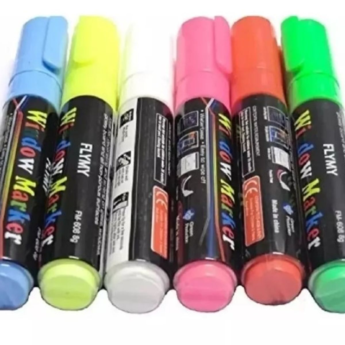 GENERICO - Kit 6 Plumones Tiza Liquida Para Pizarra Led, Vidrio, Fluor