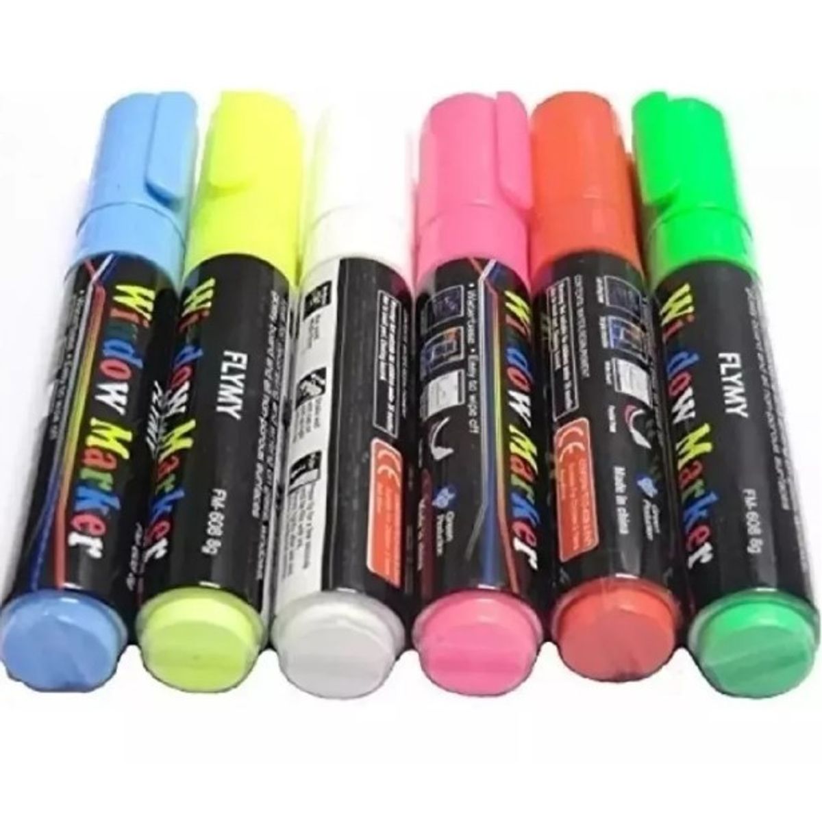 GENERICO - Kit 6 Plumones Tiza Liquida Para Pizarra Led, Vidrio, Fluor