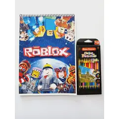 GENERICO - Croquera/Libro para colorear roblox + 24 lápices de colores