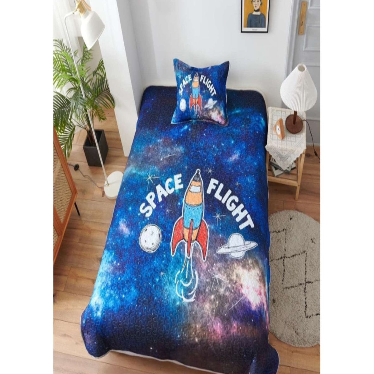 GENERICO - CUBRECAMA DE VERANO PLAZA Y MEDIA CON DISEÑO ESPACIAL