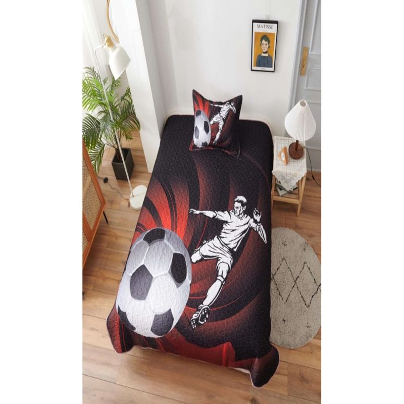 GENERICO - CUBRECAMA DE VERANO PLAZA Y MEDIA CON DISEÑO DE FUTBOL