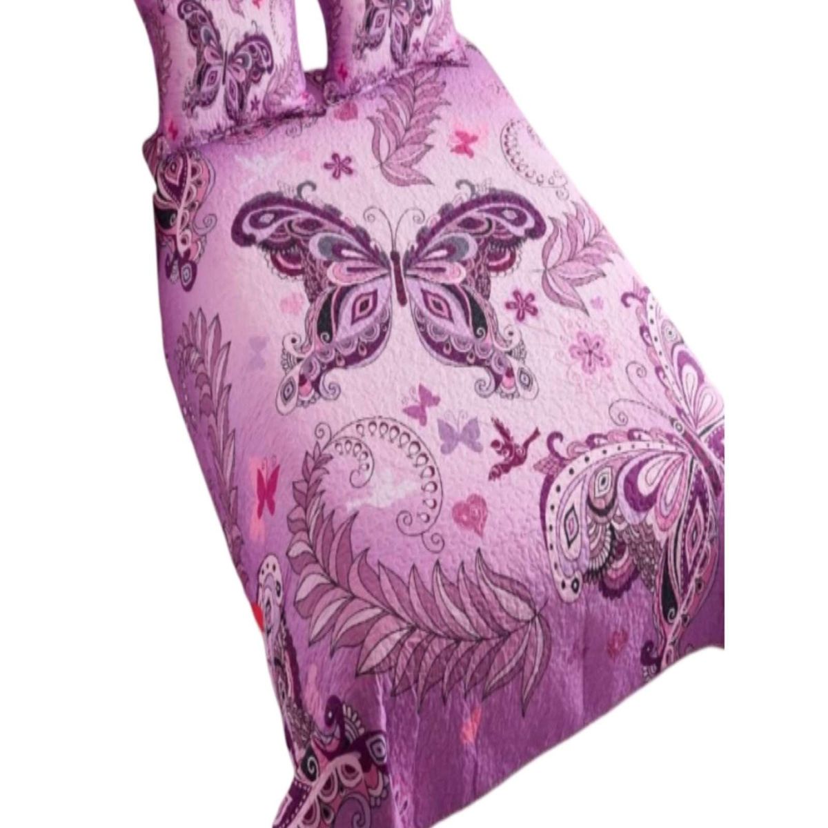 GENERICO - CUBRECAMA DE VERANO PLAZA Y MEDIA CON MARIPOSAS