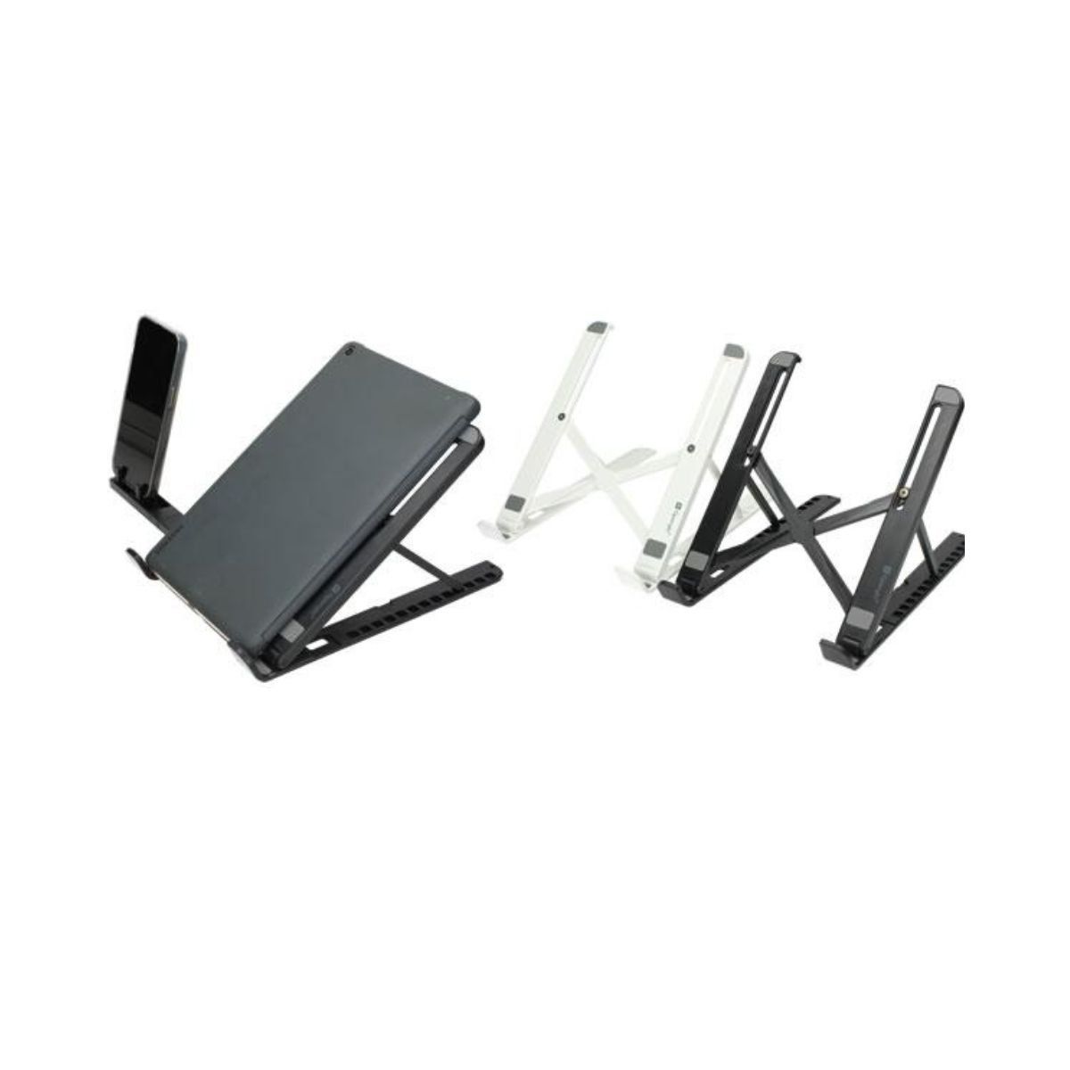 GENERICO - Soporte Plegable Para macboock y celular portatil Silver Metalico