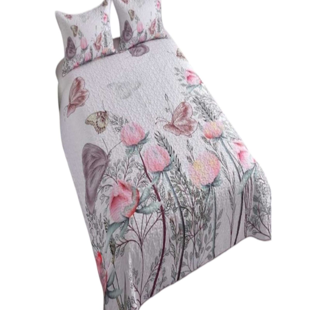 GENERICO - CUBRECAMA DE VERANO PLAZA Y MEDIA CON MARIPOSA