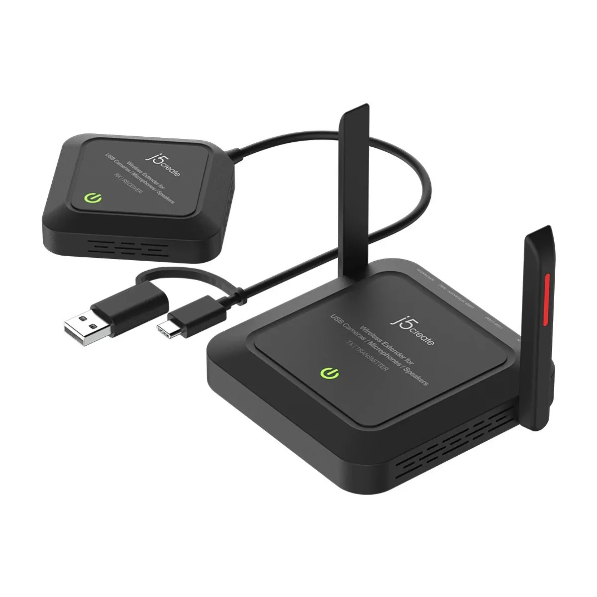 GENERICO - Extensor Inalámbrico USB C/A para Cámaras, Micrófonos y Parlantes USB Negro