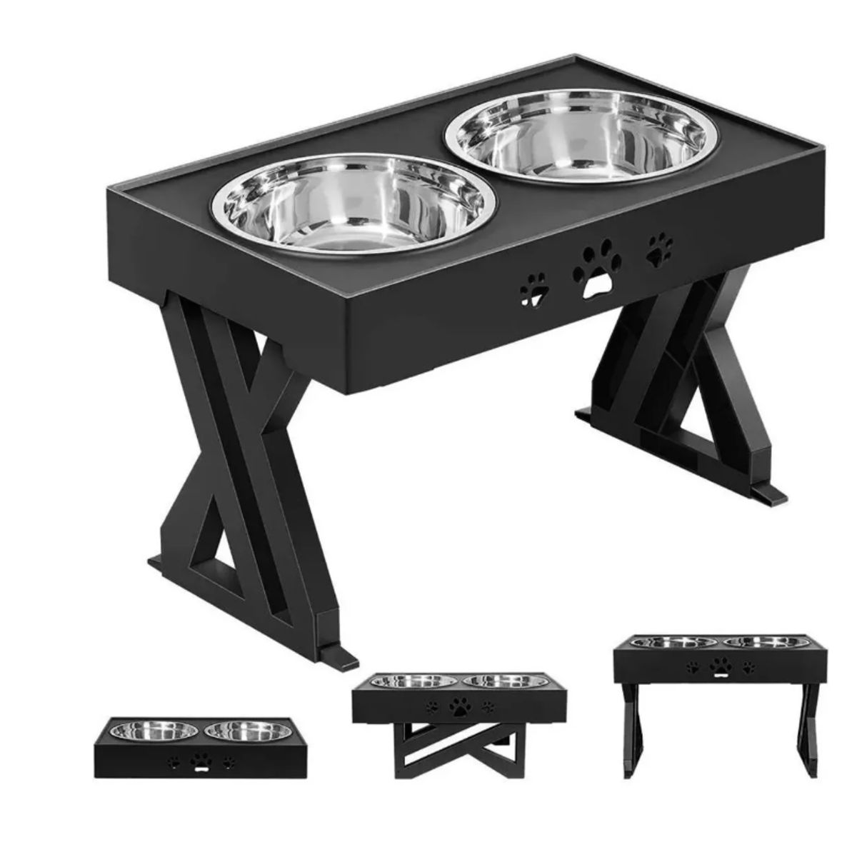 GENERICO - Comedero-bebedero Para Perros Altura Ajustable - Plato Acero