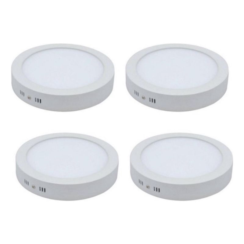 GENERICO - Pack 4 Focos Led 18w Luz Blanco Frio Panel Plafon Redondo