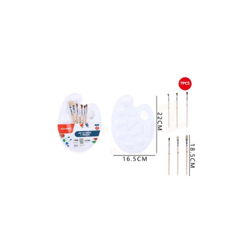 GENERICO - Set De Paleta Y Pinceles 7Pcs