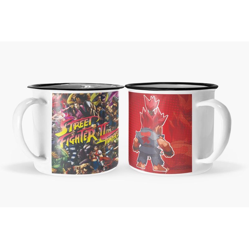 S/M - Taza Enlozada Lechera Street Fighter Video-juegos-arcade akuma