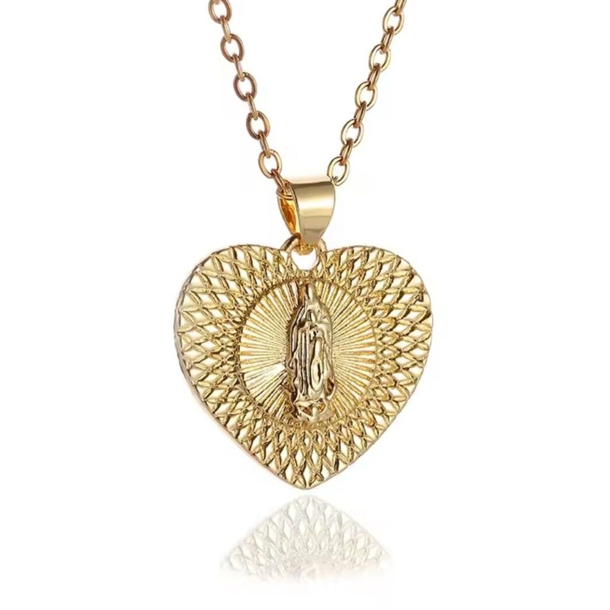 GENERICO - Collar y Medalla Virgen Guadalupe corazón