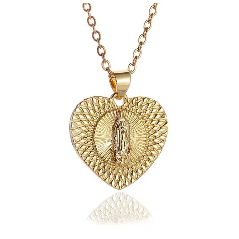 GENERICO - Collar y Medalla Virgen Guadalupe corazón