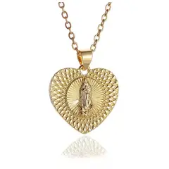 GENERICO - Collar y Medalla Virgen Guadalupe corazón