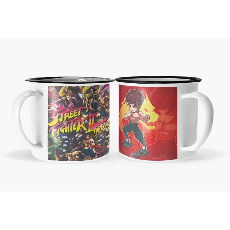 S/M - Taza Enlozada Lechera Street Fighter Video-juegos-arcade feilong
