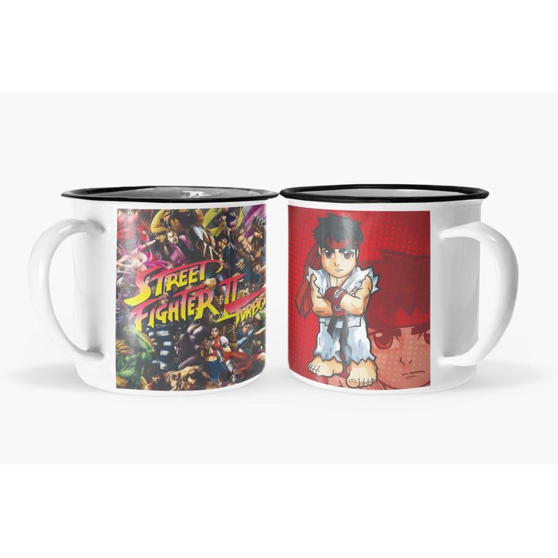 S/M - Taza Enlozada Lechera Street Fighter Video-juegos-arcade ryu