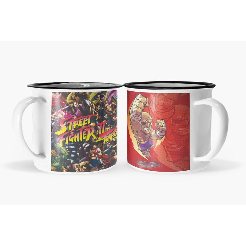S/M - Taza Enlozada Lechera Street Fighter Video-juegos-arcade sagat