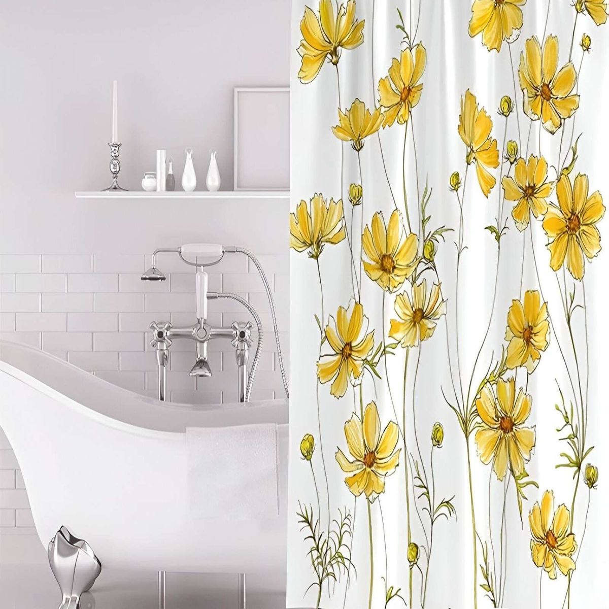 GENERICO - CORTINA DE BAÑO IMPERMEABLE MÁS FORRO DE DUCHA 180x180 cm