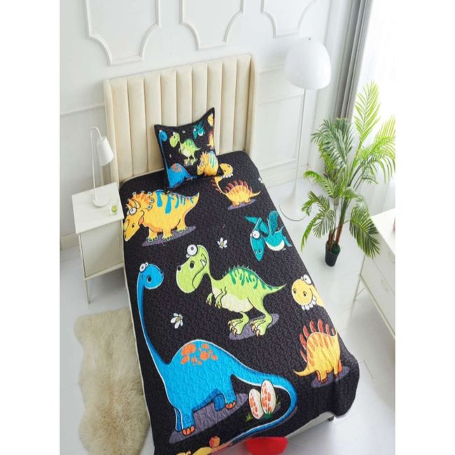 GENERICO - CUBRECAMA DE VERANO PLAZA Y MEDIA CON DISEÑO DE DINOSAURIOS