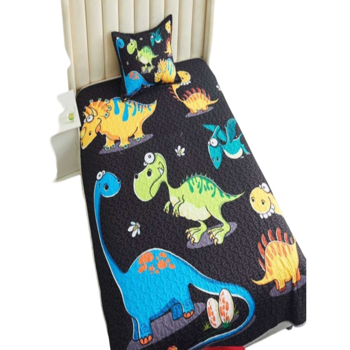 GENERICO - CUBRECAMA DE VERANO PLAZA Y MEDIA CON DISEÑO DE DINOSAURIOS