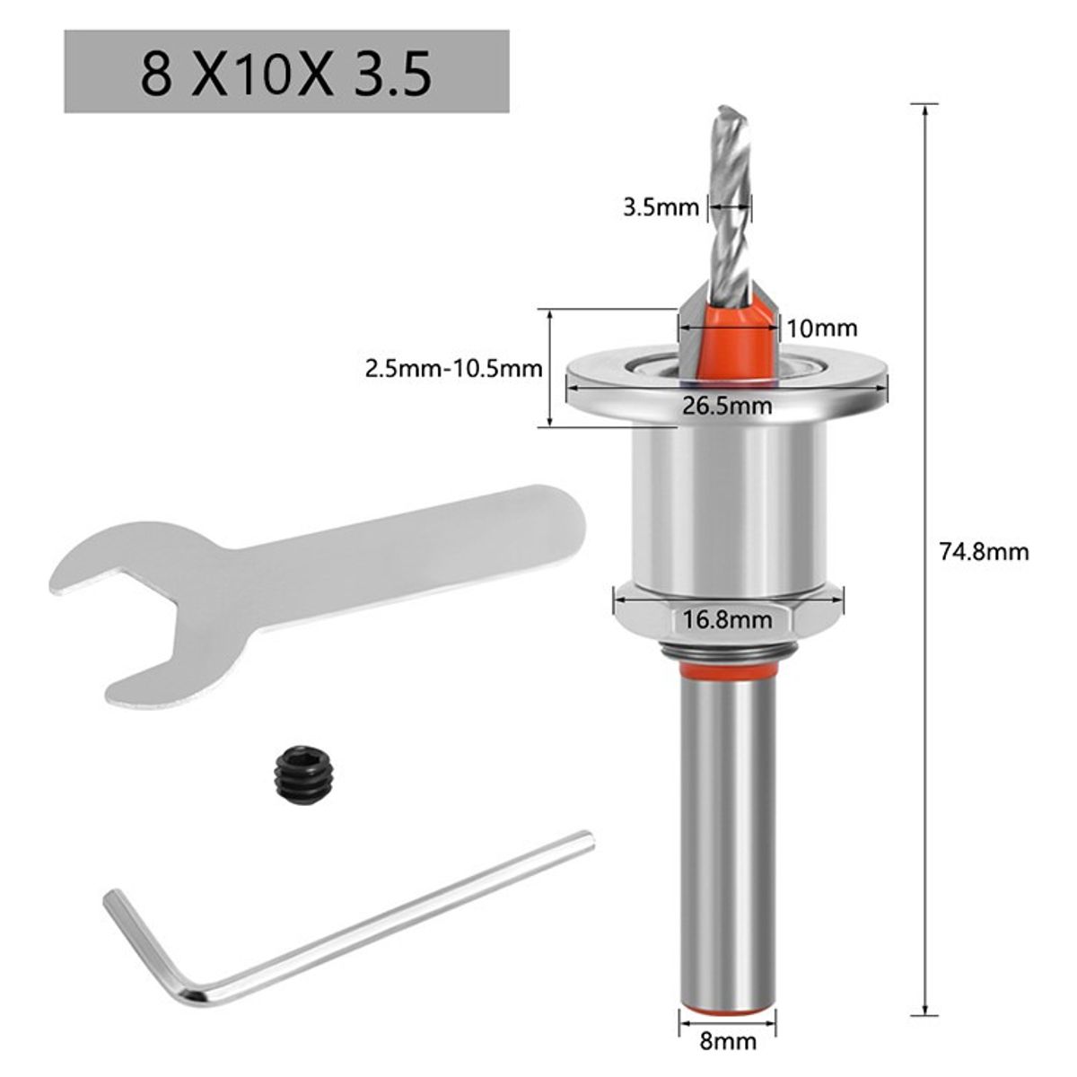 GENERICO - Broca Avellanado Con Tope Y Regulador Altura Brc 35mm 10ave
