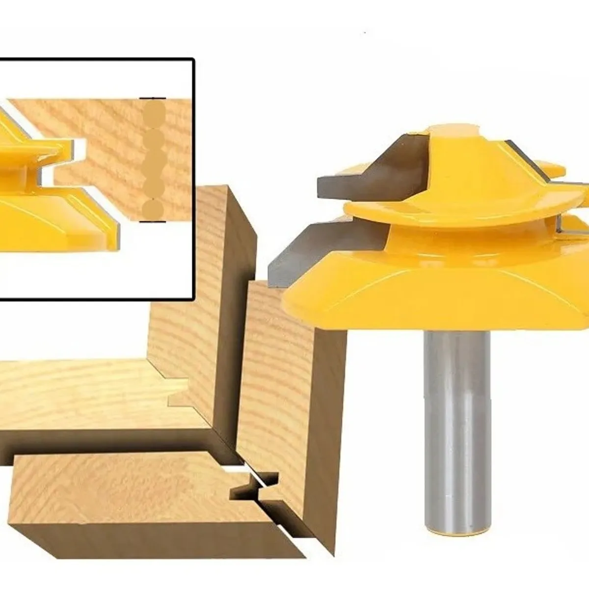GENERICO - Fresa Madera Ensamble Cajón Machimbrado Vástago ½  45° 1