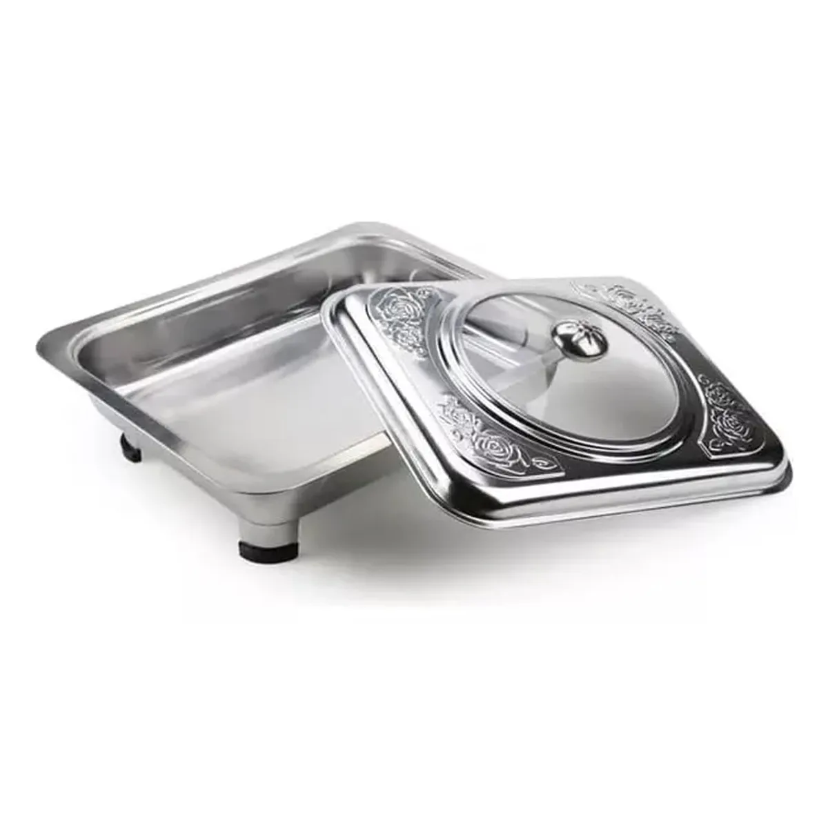 GENERICO - Bandeja Plato Exhibidor De Comida Estilo Buffet En Inox