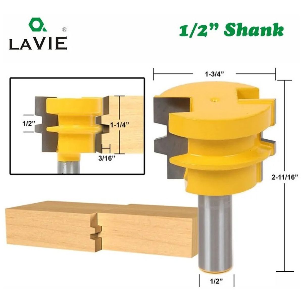 GENERICO - Fresa Madera Ensamble Machimbrado Vástago ½  X 1 ¼