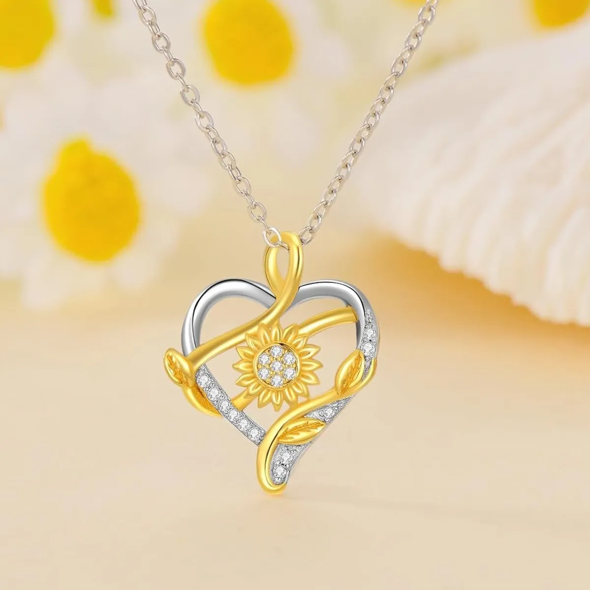 GENERICO - Collar pendiente girasol plata 925 joya mujer