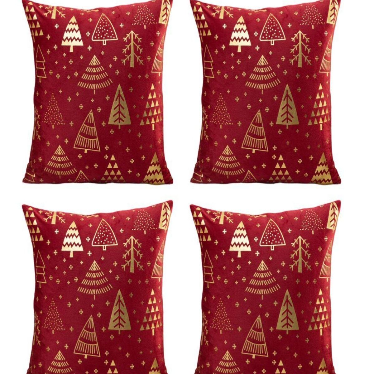 GENERICO - Pack 4 Funda Cojín navidad detalles dorado 45x45cm 15nc11