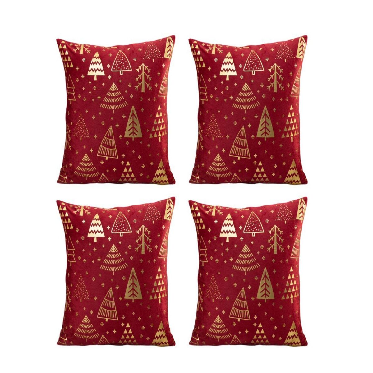 GENERICO - Pack 4 Funda Cojín navidad detalles dorado 45x45cm 15nc11