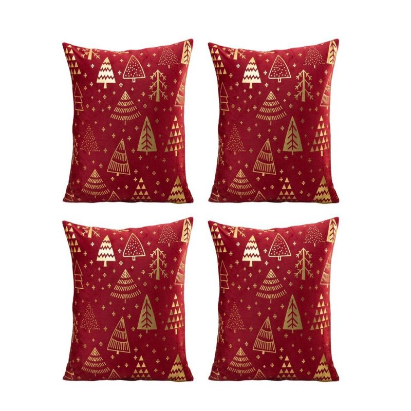 GENERICO - Pack 4 Funda Cojín navidad detalles dorado 45x45cm 15nc11