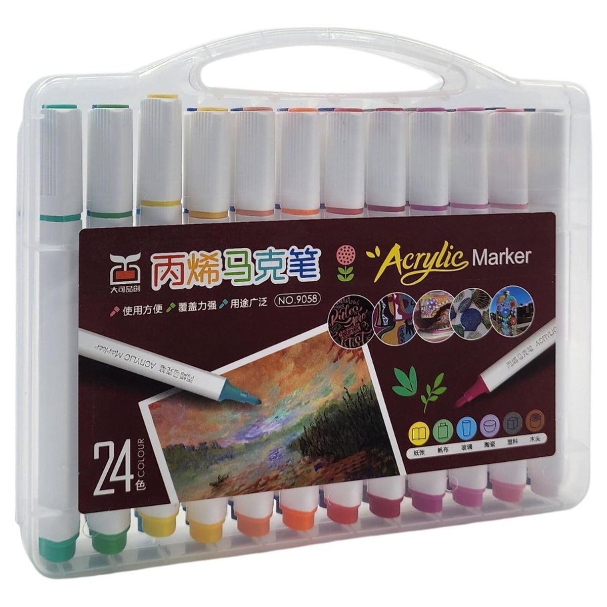 GENERICO - Set Marcadores Acrilicos 24 Lapices Calidad Arte Dibujo