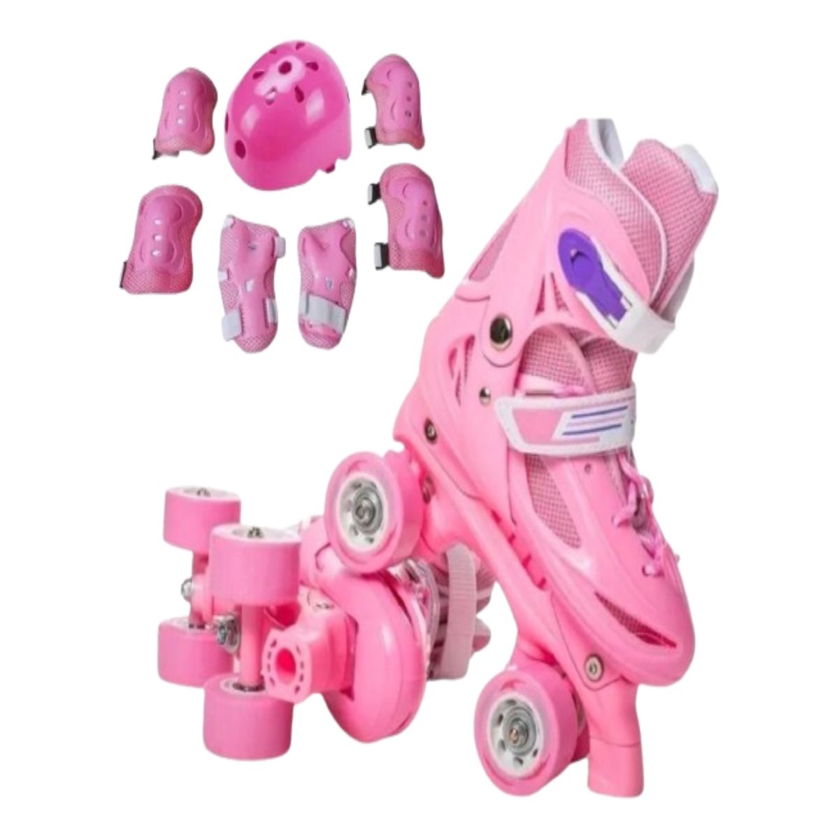 GENERICO - Patines 4 Ruedas Ajustables + Kit Protección Talla M35-38