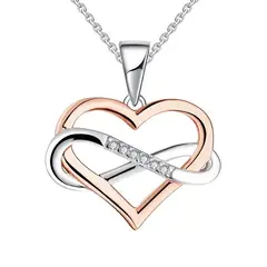 GENERICO - Collar plata 925 corazón oro rosa mujer regalo