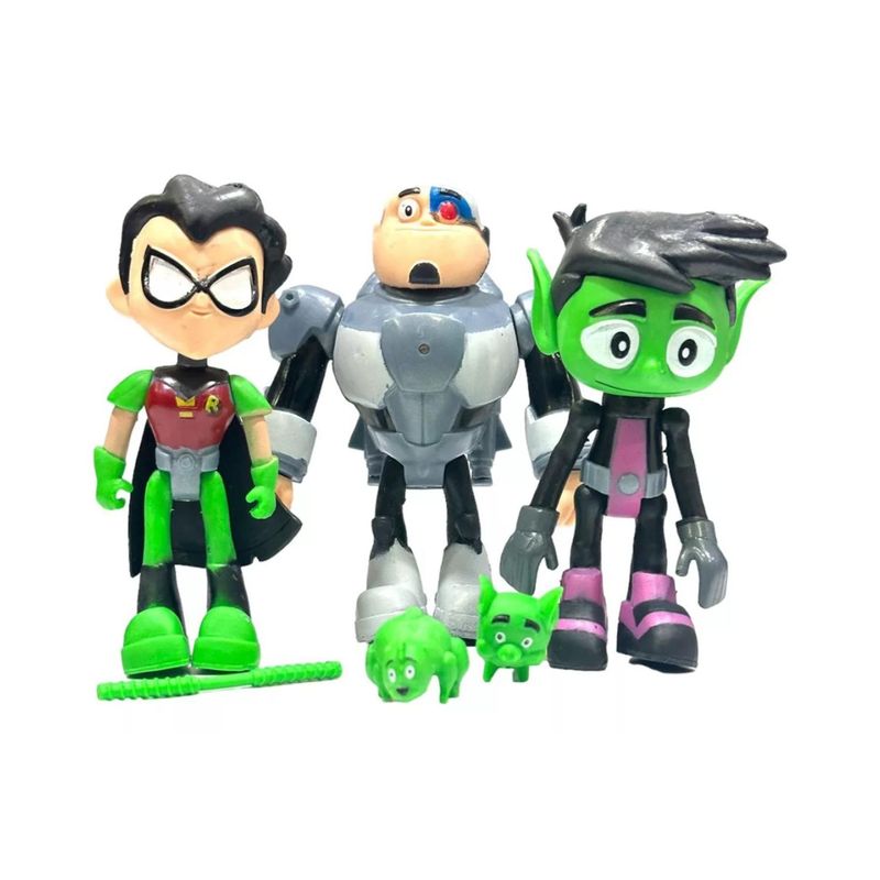GENERICO - Juguete Figuras Jovenes Titanes 3 Piezas 14Cm Accesorios