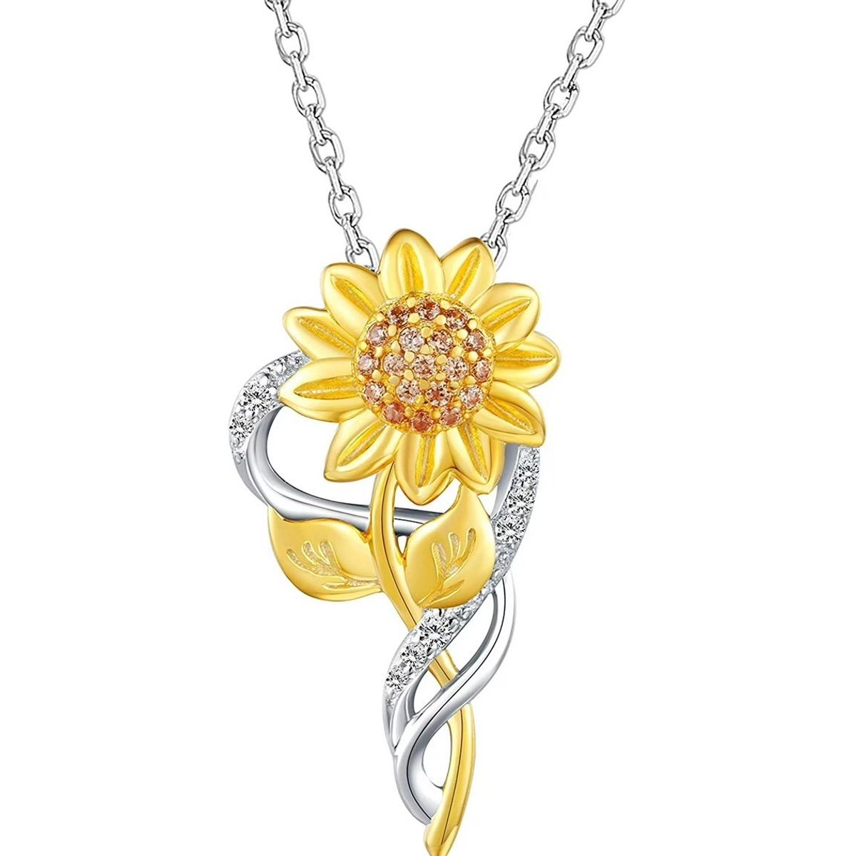 GENERICO - Collar Girasol elegante plata 925